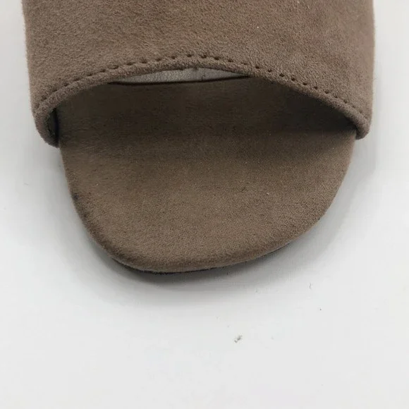 Aldo Womens Mules Slides Sandals Shoes Sz 6 Tan Suede Chunky Heel 2.5" Open Toe - Picture 11 of 13